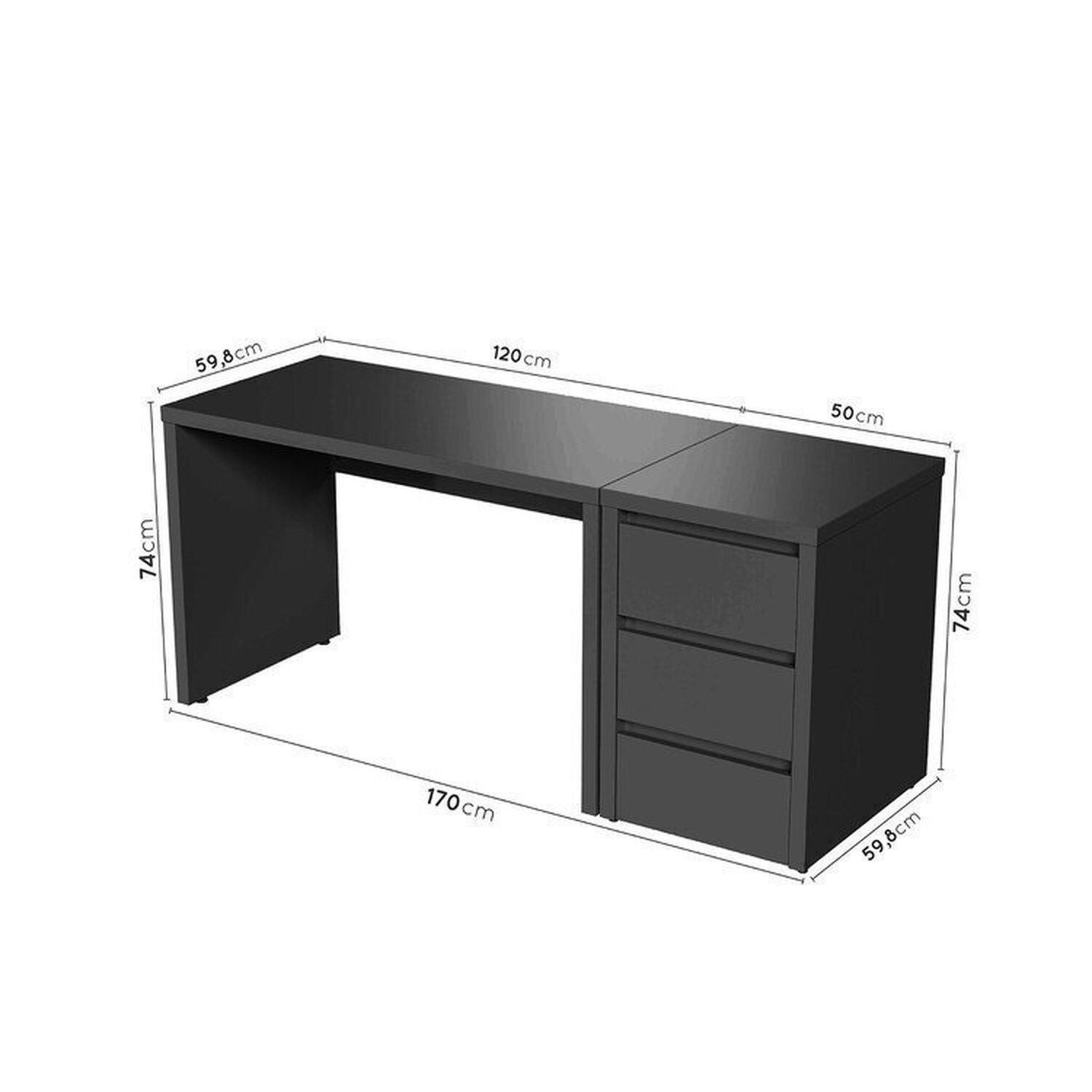 Mesa de Escritório com Gaveteiro 170cm Ficus Cabecasa Madeiramadeira - 3