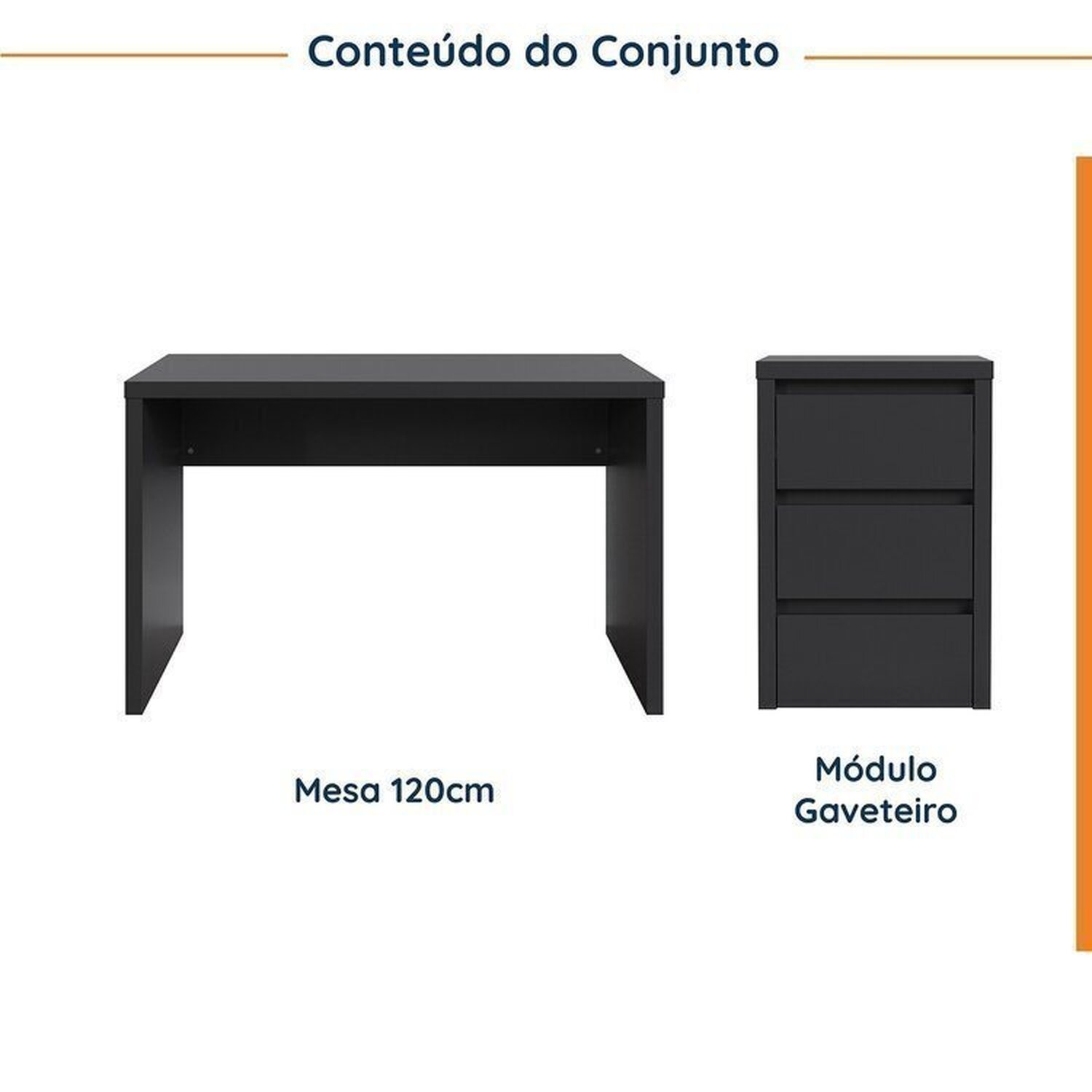 Mesa de Escritório com Gaveteiro 170cm Ficus Cabecasa Madeiramadeira - 2