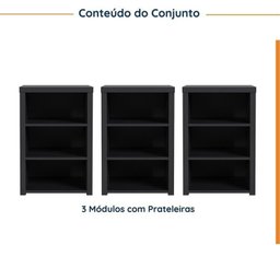 Kit 3 Estante Multiuso para Livros Baixa em Tamburato Ficus Cabecasa MadeiraMadeira - 2
