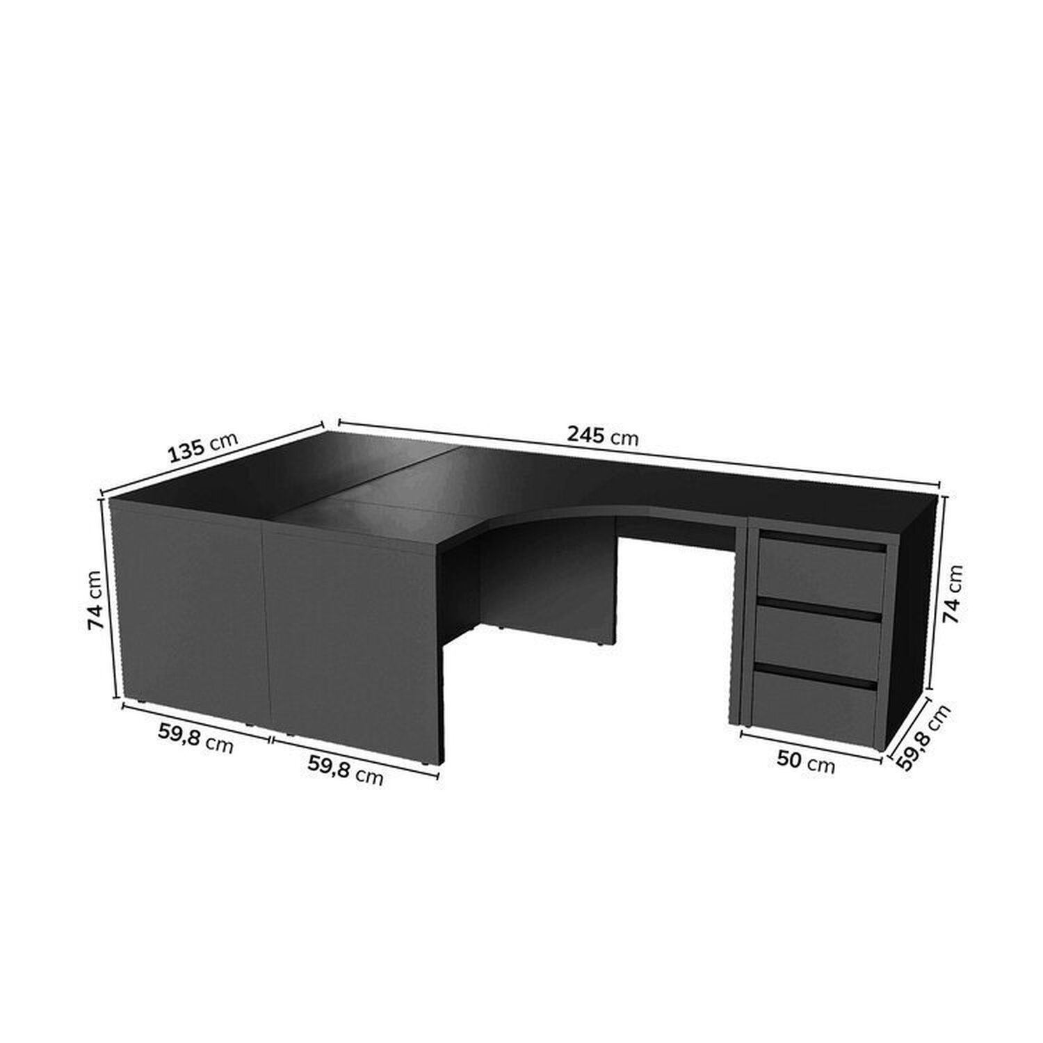 Conjunto Home Office 1 Mesa em L 1 Mesa 135cm 1 Gaveteiro Ficus Cabecasa Madeiramadeira - 3