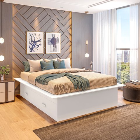 Cama Casal/Queen Adulto com 4 Gavetas Gades Yescasa