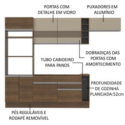 Cozinha Completa Safira Armário e Balcão Rustic Madesa - 3