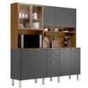 Ver imagem 6 de Kit Cozinha Compacta 10 Portas 2 Gavetas Ruby Amêndola/Grafito