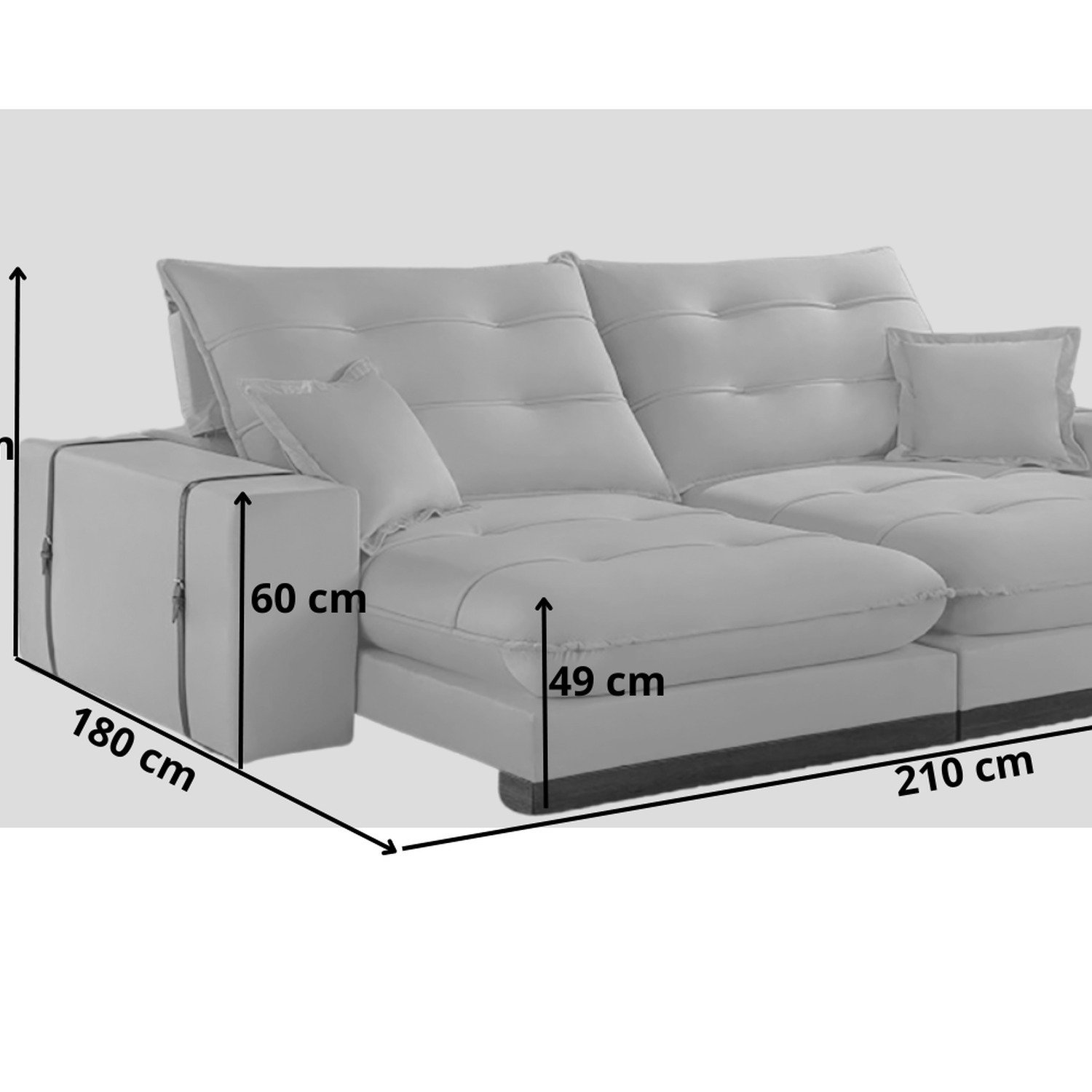 Sofá 210cm Retrátil e Reclinável Fazzio com Molas Ensacadas 2 Lugares - 3