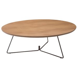 Mesa Centro Ovale Tampo Teka com Base Grafite 90 Cm (larg) - 49435