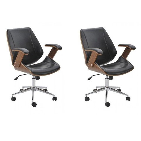 Kit 2 Cadeiras de Escritório Diretor Giratória Office Lisboa Preto Rivatti