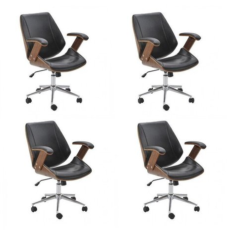 Kit 4 Cadeiras de Escritório Diretor Giratória Office Lisboa Preto Rivatti