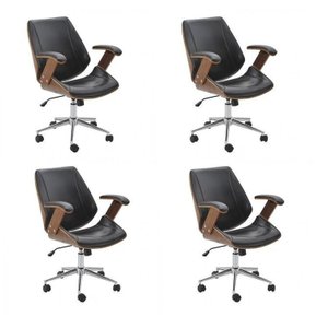 Kit 4 Cadeiras de Escritório Diretor Giratória Office Lisboa