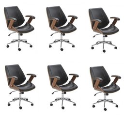 Kit 6 Cadeiras de Escritório Diretor Giratória Office Lisboa - 1