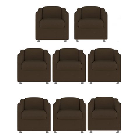 Kit 8 Poltronas Decorativa Bia Matérial Sintético Marrom - Twdecora