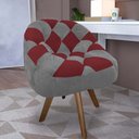 Ver imagem 1 de Poltrona Paloma Escritório Sala Giratória Madeira Suede Cinza e Suede Vinho - Dominic Decor