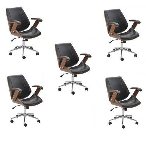 Kit 5 Cadeiras de Escritório Diretor Giratória Office Lisboa Preto Rivatti