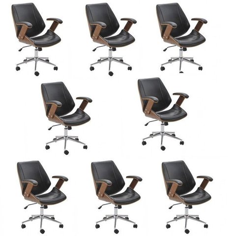 Kit 8 Cadeiras de Escritório Diretor Giratória Office Lisboa Preto Rivatti