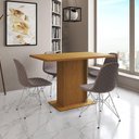 Ver imagem 1 de Mesa Jantar Londres Tampo Canela 120cm 4 Cadeiras Ferro Branco Estofado Nude Médio