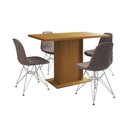 Ver imagem 6 de Mesa Jantar Londres Tampo Canela 120cm 4 Cadeiras Ferro Branco Estofado Nude Médio