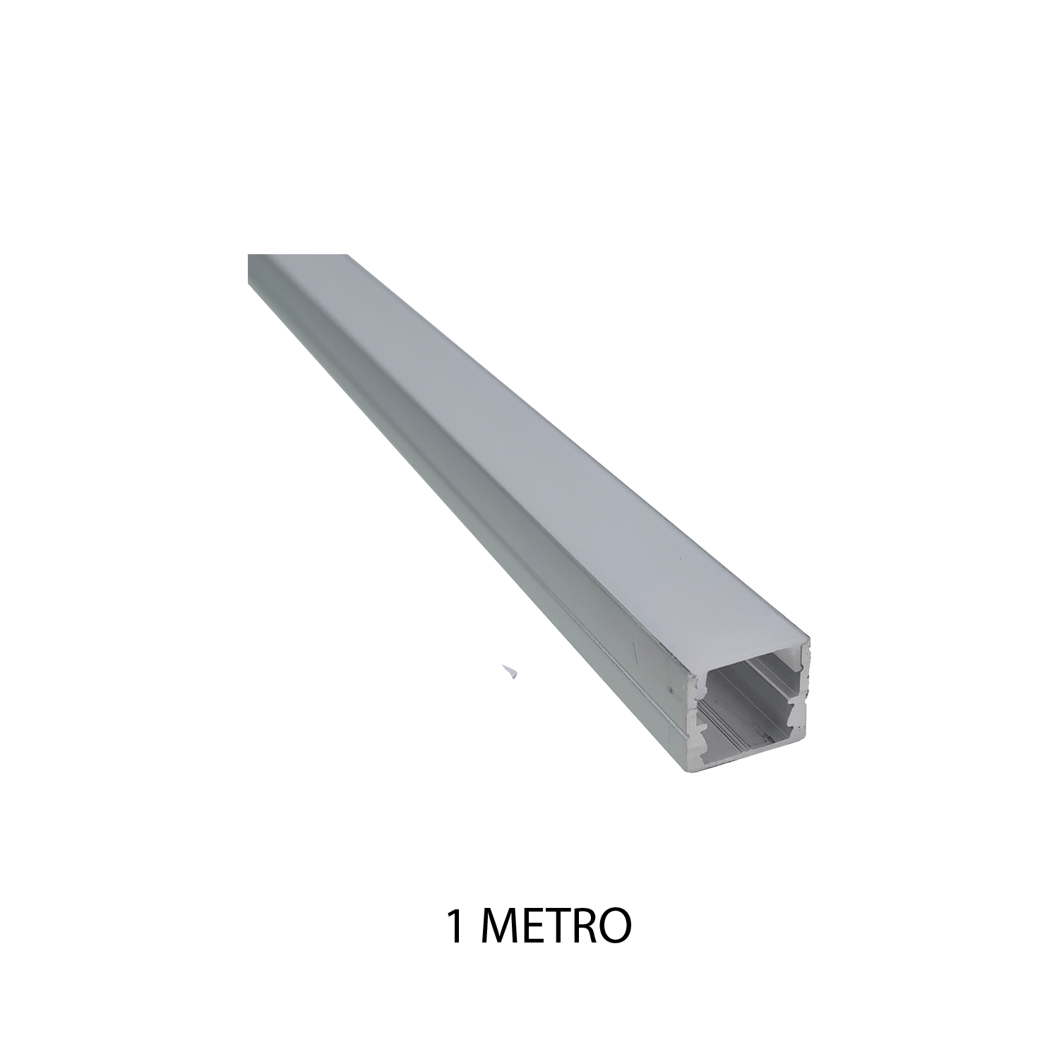 Perfil de Led Sobrepor Anodizado (Prata) 1 Metro