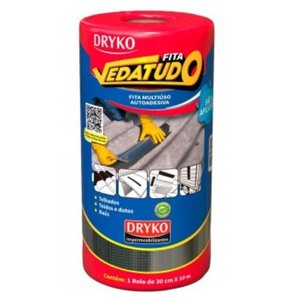 Fita Adesiva Impermeável com Manta Asfáltica 30cm X 10m Alumínio Vedatudo Dryko