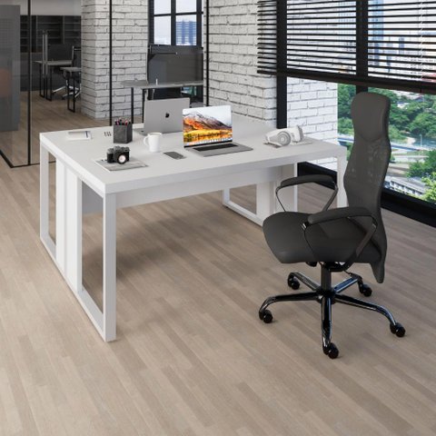 Plataforma 2 Pessoas 1,70m X 0,70m Pés Metal F5 Office Cor:branco