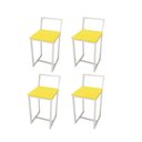 Ver imagem 1 de Kit 4 Banqueta Baixa Para Cozinha Industrial Assento Estofado White  