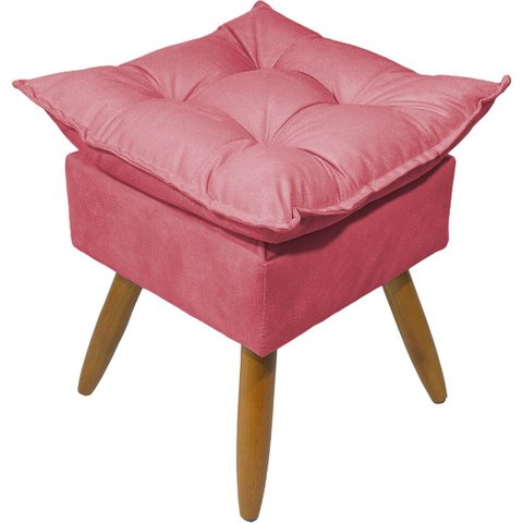 Puff Decorativo Quadrado para Sala Quarto Penteadeira Recepção Alice Suede Rosê Pés Palito