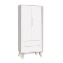Ver imagem 1 de Guarda Roupa Infantil 2 Portas e 2 Gavetas Retrô Branco Theo Madeira Natural