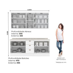 Cozinha Compacta 100% Mdf 4 Peças com Portas de Vidro Americana - 2