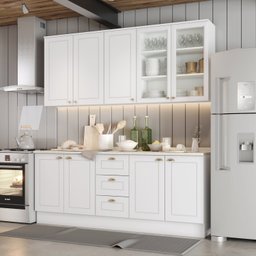 Cozinha Compacta 100% Mdf 4 Peças com Portas de Vidro Americana - 1