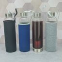 Ver imagem 2 de Garrafa Garrafinha Vidro Com Infusor Inox Chá Água 550ml:Cinza