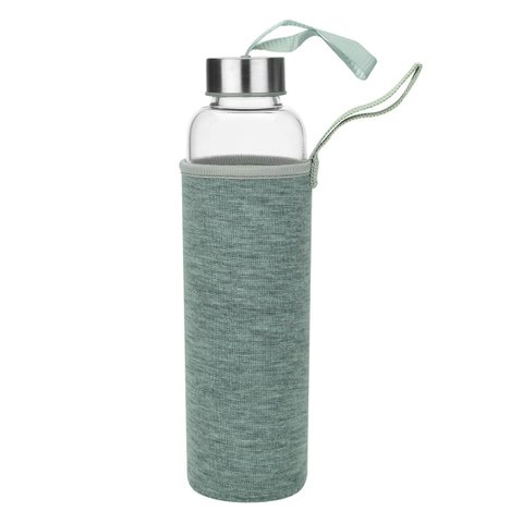 Garrafa Garrafinha Vidro Com Infusor Inox Chá Água 550ml:Cinza