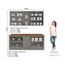 Ver imagem 4 de Cozinha Compacta 4 Peças 100% MDF com Aéreo de Vidro e Tampo para Balcão Pia Cinza/Nature Americana