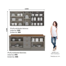 Cozinha Compacta 100% Mdf 4 Peças com Portas de Vidro Americana - 2