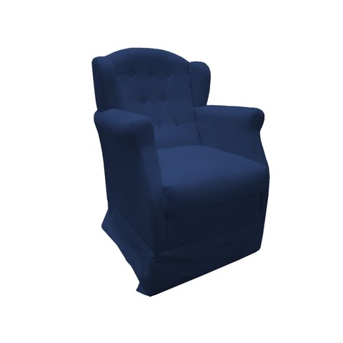 Poltrona Cadeira De Amamentação Com Balanço Manu Suede Azul Marinho Mz Decor