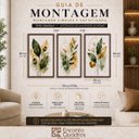 Ver imagem 4 de Kit 3 Quadros Folhagem Verde Dourado Aquarela com Moldura Tabaco