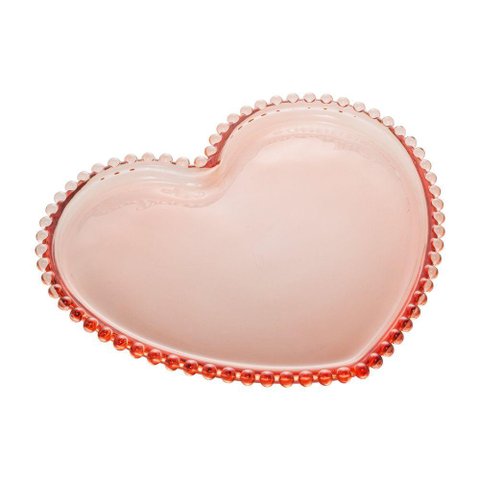 Prato de Cristal Coração Pearl Rosa 28453 - Wolff