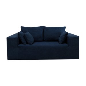 Sofá Modular Rute 2 Lugares em Bouclé Azul Escuro