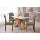 Ver imagem 1 de Conjunto: Mesa Sala Jantar Carol c/ Tampo Madeirado c/ Vidro 130cm + 4 Cadeiras Juliana Nature/Off