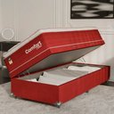 Ver imagem 1 de Cama Box Baú Solteiro + Colchão Comfort Class Pillow Top Vinho/suede Vinho