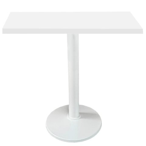 Mesa Zeta Ferro Branco 75 Cm (alt) Disco Redondo Tampo Mdp Quadrado 70 Cm (larg) X 2,50 Cm Alt