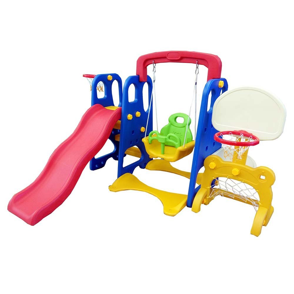 Playground Infantil 5x1 Crianças com 2 Cesta de Basquete Balanço Azul/vermelho/amarelo G31 - Encantu - 6