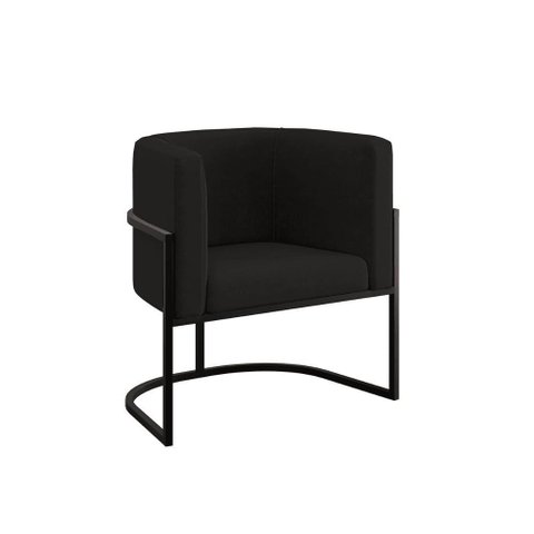 Poltrona Cadeira Decorativa Lua Base de Ferro Black Preto