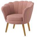Ver imagem 1 de Poltrona Pétala Base em Linho:09-rosê Pés Madeira Claro