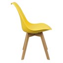 Ver imagem 4 de Kit 6 Cadeiras Charles Eames Leda Luisa Saarinen Design Wood Estofada Base Madeira - Amarela