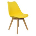 Ver imagem 2 de Kit 6 Cadeiras Charles Eames Leda Luisa Saarinen Design Wood Estofada Base Madeira - Amarela