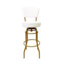 Ver imagem 3 de Kit 2 Banquetas Alta Bar Giratória com Encosto cor Dourado fosco Assento grosso Confortável branco P