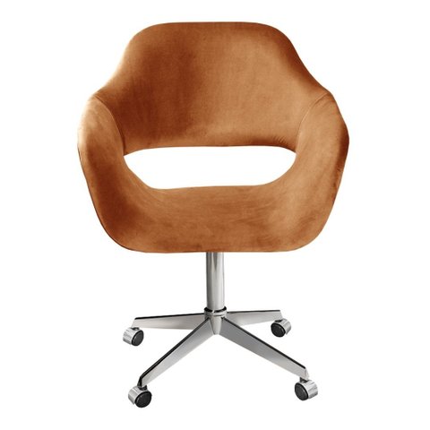 Cadeira Para Escritório E Home Office Zara Base Giratória - Veludo Terracota