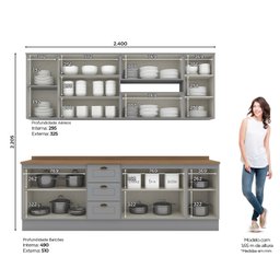 Cozinha Completa 7 Peças 100% Mdf com Tampo Americana - 2