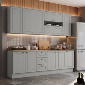 Cozinha Completa 7 Peças 100% Mdf com Tampo Americana