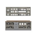 Ver imagem 3 de Cozinha Completa Modulada 7 Peças 100% MDF com Tampo Americana Cinza/Nature