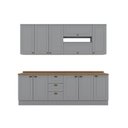 Ver imagem 4 de Cozinha Completa Modulada 7 Peças 100% MDF com Tampo Americana Cinza/Nature