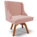 Ver imagem 1 de Poltrona Decorativa Base Giratória de Madeira Firenze Veludo Rosê/Natural - Gran Belo